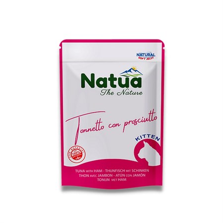 Natural  Kitten Tonnetto con  Prosciutto in Soft Jelly 70 gr Bustina gatto in Gatti