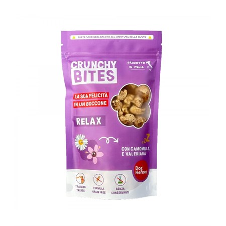 Dog Heroes Crunchy Bites Relax con camomilla e valeriana 80 gr in Cani