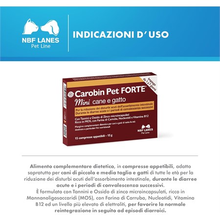 NBF Lanes Carobin Pet Forte MINI 15 Compresse Per Cani E Gatti in Cani