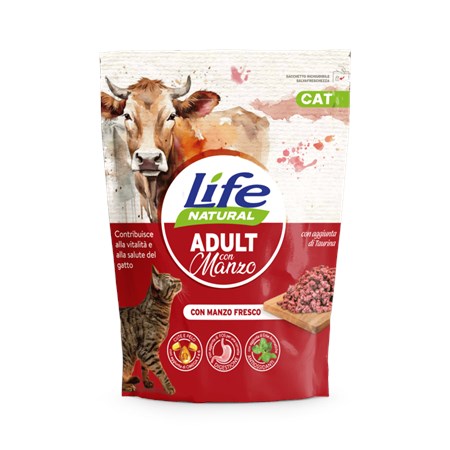 Life Cat Natural Crocchette Adult Manzo 800 Gr Gatto in Gatti