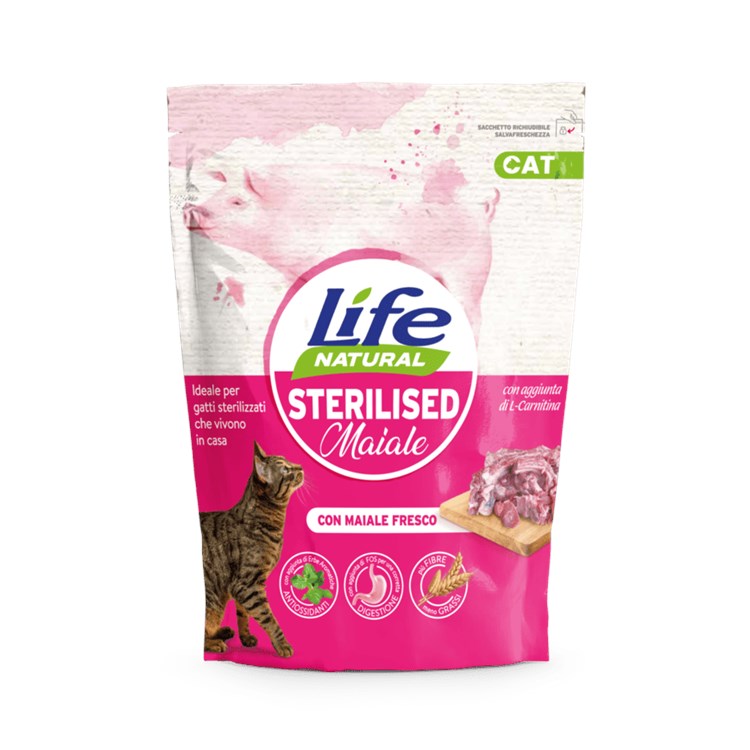 Life Cat Natural Crocchette Sterilised Maiale 800 Gr Gatto