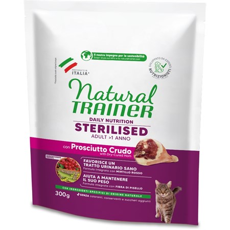 Natural Trainer Sterilised Prosciutto Crudo 300 gr Gatto in Gatti