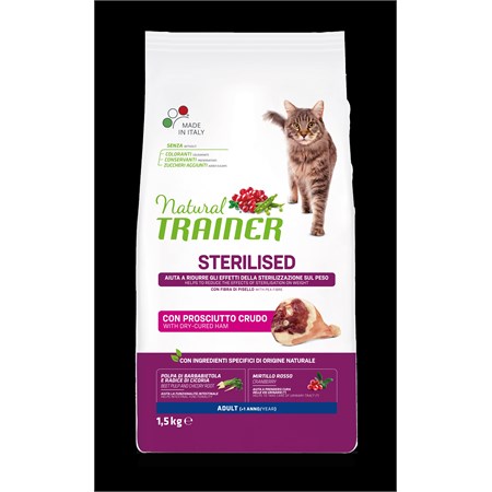 Natural Trainer Sterilised Prosciutto Crudo 1,5 kg Gatto in Gatti