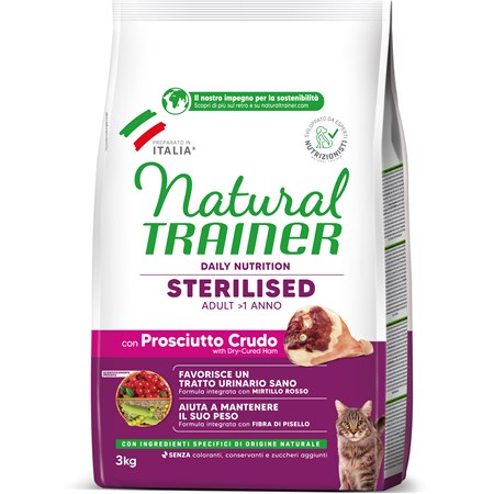 Natural Trainer Sterilised Prosciutto Crudo 3 kgr Gatto in Gatti