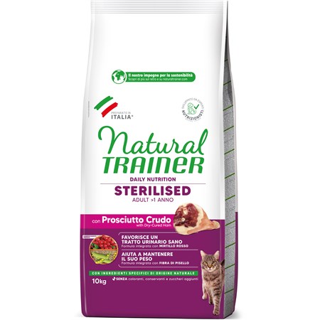 Natural Trainer Sterilised Prosciutto Crudo 10 kg Gatto in Gatti