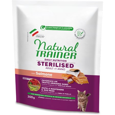 Natural Trainer Sterilised Salmone 300 gr Gatto in Gatti