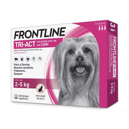 Frontline Tri Act 2 - 5 kg 3 Pipette Antiparassitario Per Cane in Cani