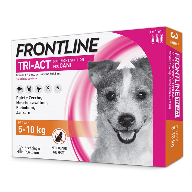 Frontline Tri Act 5 - 10 kg 3 Pipette Antiparassitario Per Cane