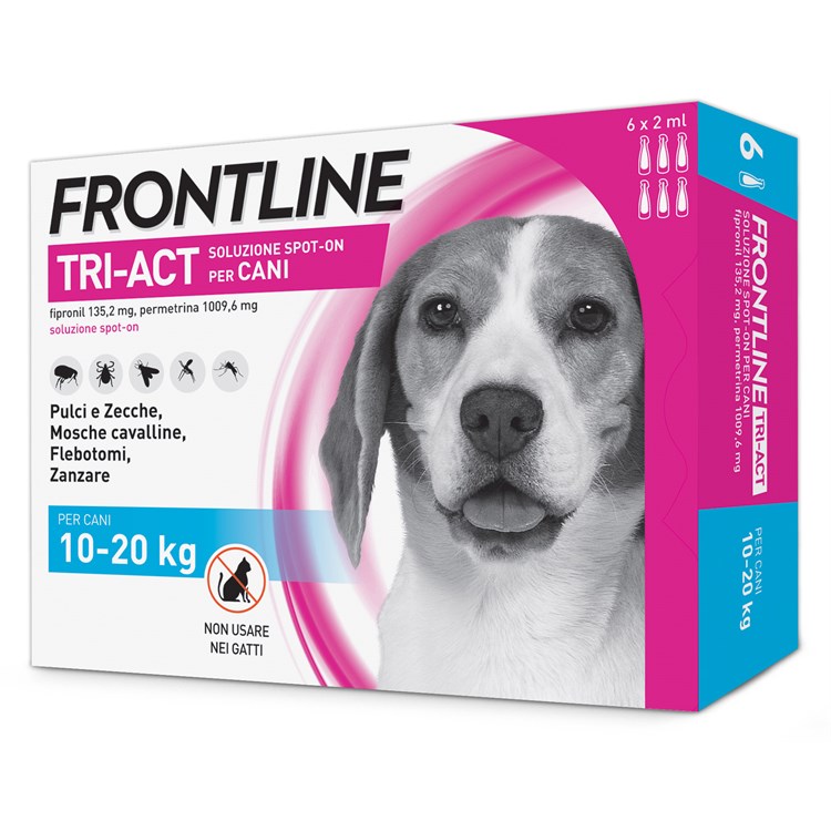 Frontline Tri Act 10 - 20 kg 3 Pipette Antiparassitario Per Cane