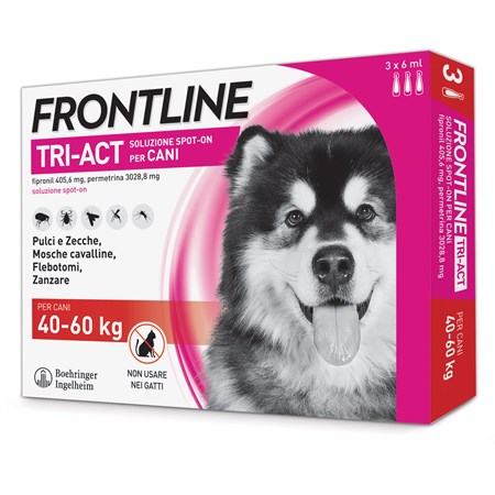 Frontline Tri Act 40 - 60 kg 3 Pipette Antiparassitario Per Cane in Cani