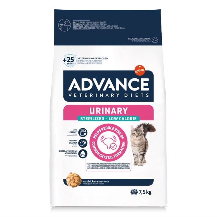 Advance Veterinary Diets Urinary Sterilized Low Calorie 7,5 Kg Gatto