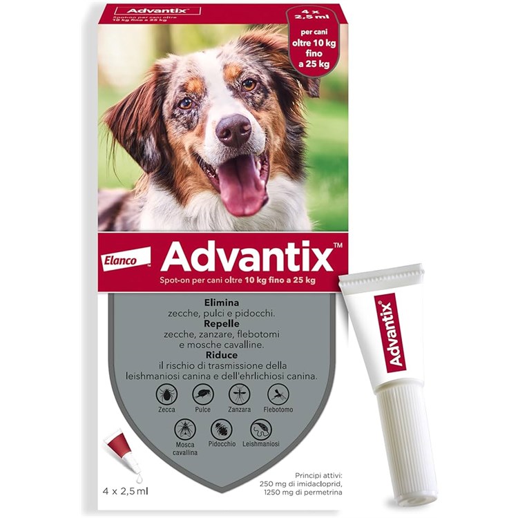 Antiparassitario Advantix Spot-On per cani da 10 a 25 kg 4 pipette