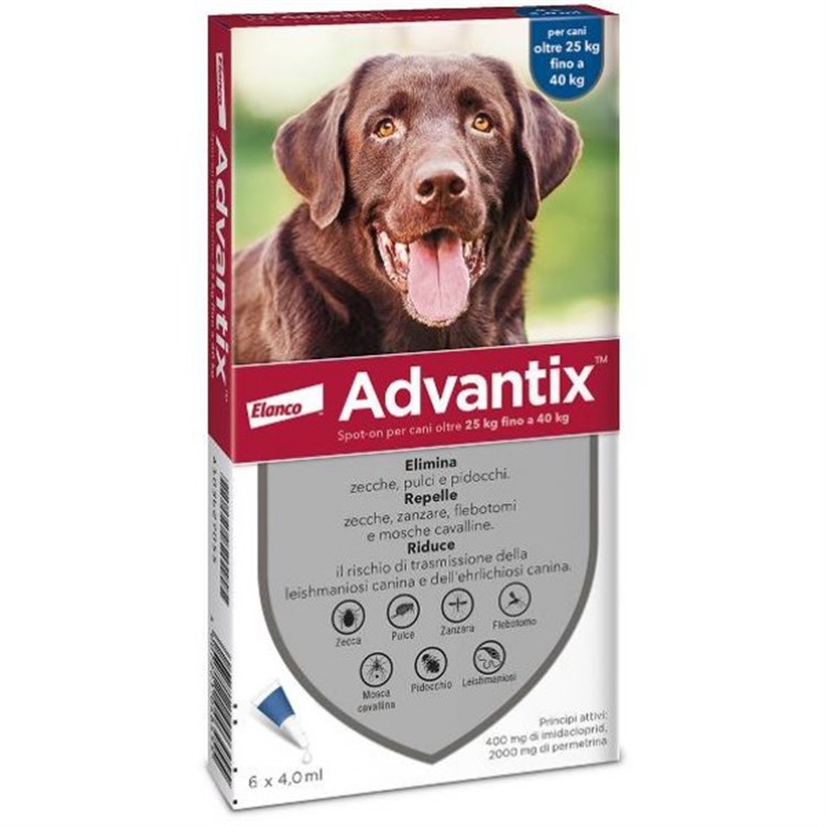 Advantix Spot-On per cani oltre 25 a 40 kg 4 pipette Antiparassitario