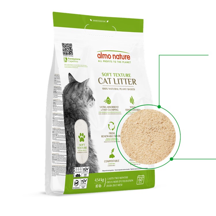 Almo Nature Cat Litter 4,54 kg Lettiera Agglomerante Vegetale Per Gatti