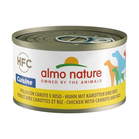 almo nature hfc dog cuisine pollo con carote e riso 95 gr umido cane
