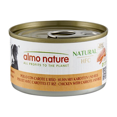 almo nature hfc dog cuisine pollo con carote e riso 95 gr umido cane