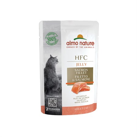 almo nature hfc jelly filetto di salmone 55 gr bustine umido gatto
