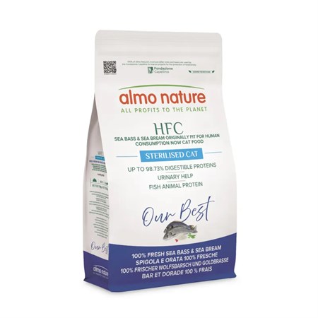 Almo Nature HFC Sterilised Spigola e Orata 1,2 kg Crocchette Per Gatti in Gatti