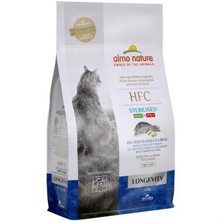 almo nature hfc longevity sterilised spigola e orata 1 2 kg crocchette per gatti
