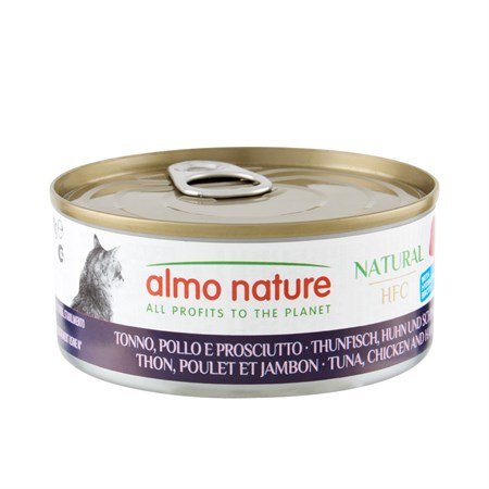 almo nature hfc tonno pollo e prosciutto 150 gr per gatti
