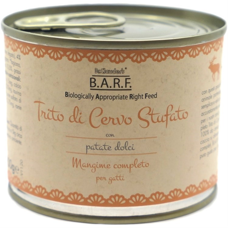 Barf Dr. Clauder's Menu Completo Trito Cervo 200 gr Umido Per Gatto