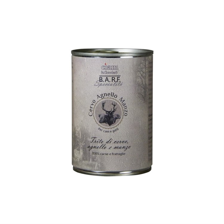 Barf Dr. Clauder's Trito Cervo Agnello e Manzo 400 gr Umido Per Cane