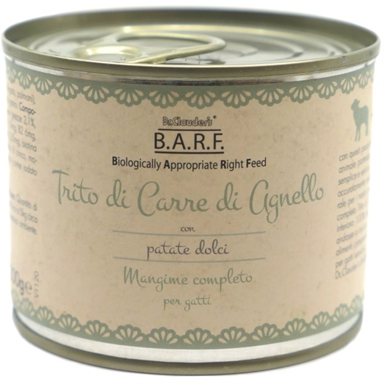 Barf Menu Completo Trito di Agnello per Gatti 200 gr