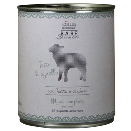 barf trito agnello 800 gr menu complet o cane