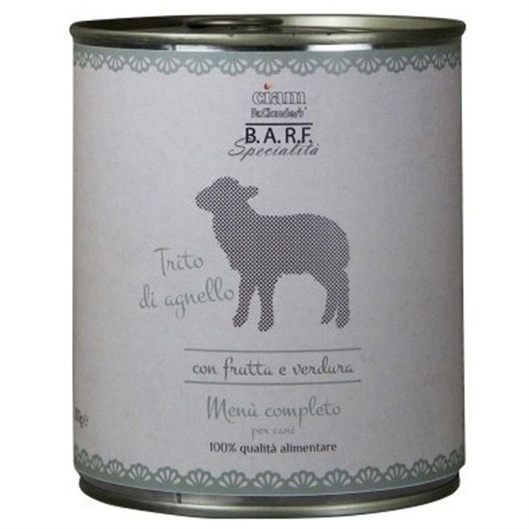 Barf Menu Completo Trito di Agnello per Cani 800gr