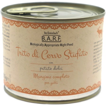 barf trito cervo 200 gr menu completo gatto