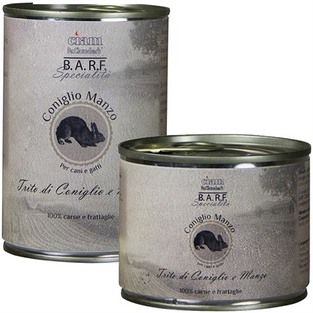 barf trito di coniglio e manzo 400 gr canegatto