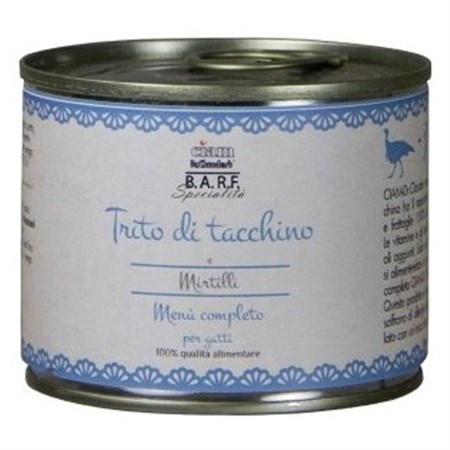 barf trito tacchino 200 gr menu comple to gatto