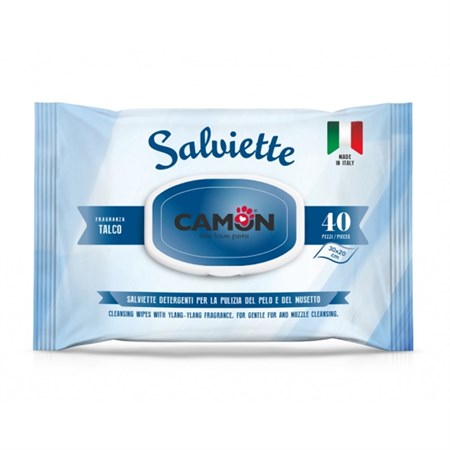 camon 40 salviette detergenti al talco per cani e gatti