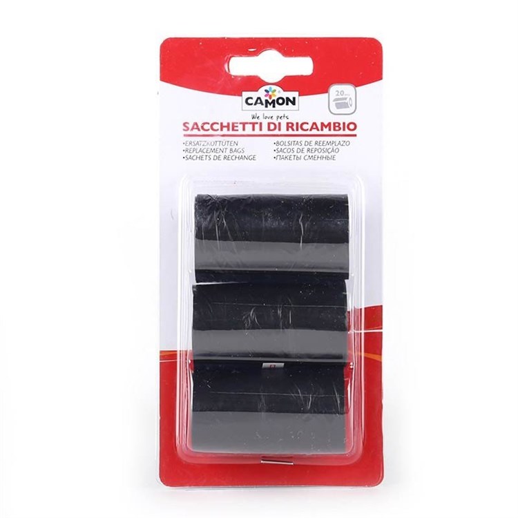 Camon Sacchetti Di Ricambio Neri 3 Rotolini Da 20 Strappi