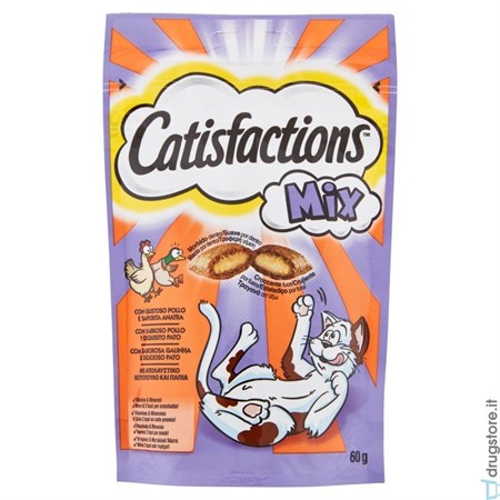 catisfactions mix snack per gatti 60 gr pollo e anatra
