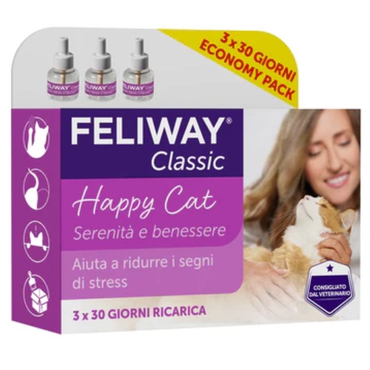 Ceva Feliway Classic Set di 3 Ricariche da 48 ml Per Gatti