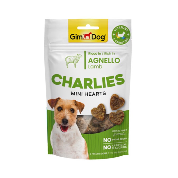 Charlies Mini Hearts Snack Per Cani Con Agnello