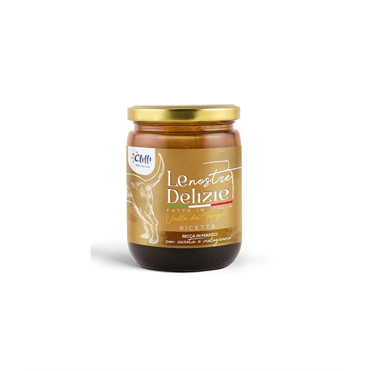 Cliffi Le Nostre Delizie cane Valle dei Templi ricetta ricca in manzo con carota e melograno 160 gr