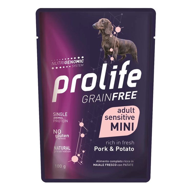 Prolife Dog Mini Sensitive Maiale e Patate 100 gr Bustina Umido Per Cani