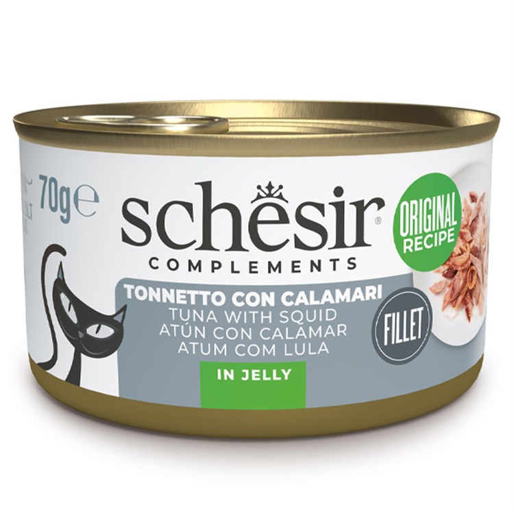 Complements Per Gatti Adulti Filetti in Gelatina Tonnetto Con Calamari