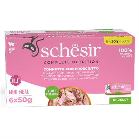 complete nutrition per gatti adulti filetti in gelatina tonnetto con prosciutto multipack