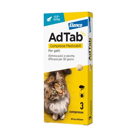 elanco adtab per gatti da 2 a 8 kg 3 compresse 48 mg