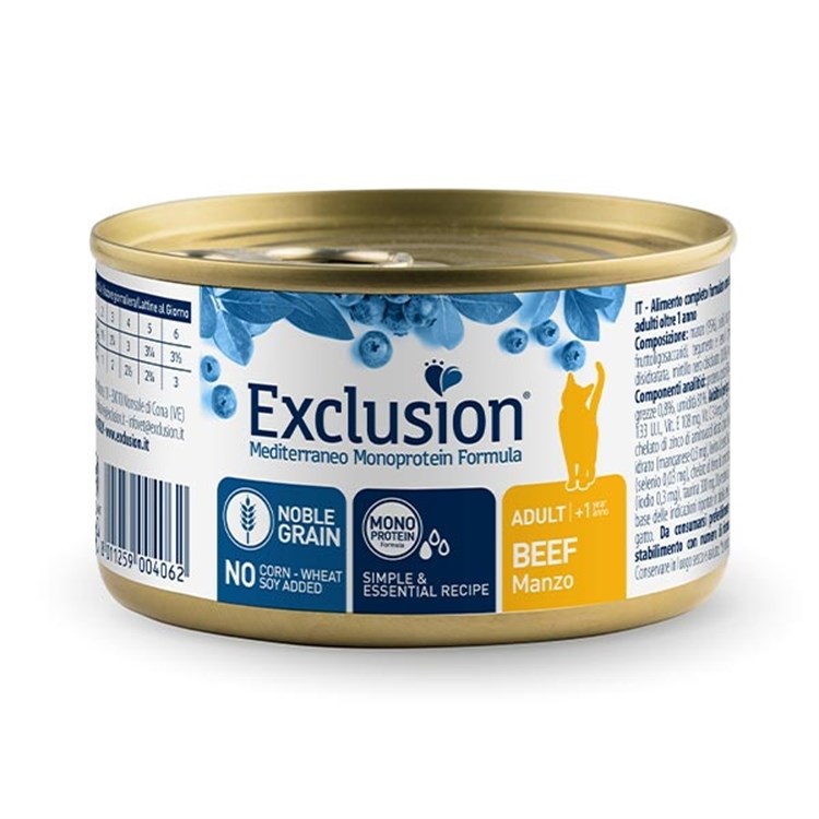 Exclusion Mediterraneo Monoprotein Manzo Adult 85 GR Scatoletta gatto 85 GR