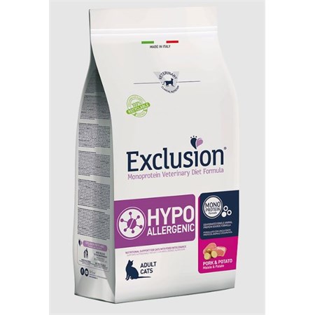 exclusion diet cat hypoallergenic maiale e patate 15 kg gatto danneggiato