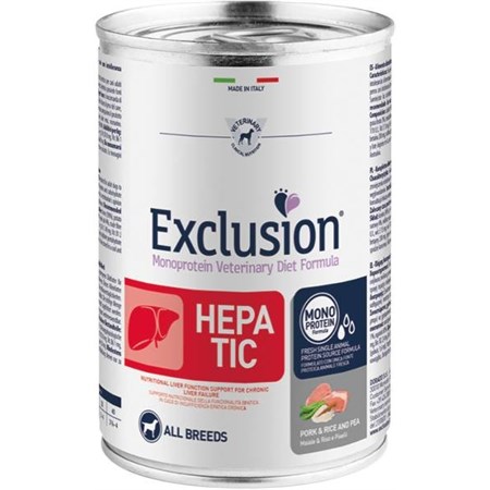exclusion diet hepatic maiale e riso 400 gr barattolo umido per cane