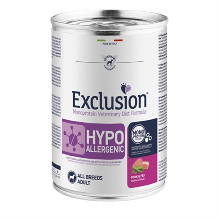 Exclusion Diet Hypoallergenic Maiale e Piselli 400 gr Barattolo Umido Per Cane