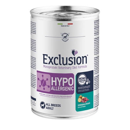 exclusion diet hypoallergenic cervo e patate 400 gr venison barattolo umido per cane