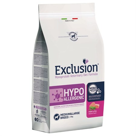 exclusion diet hypoallergenic medium large maiale e piselli 12 kg per cane