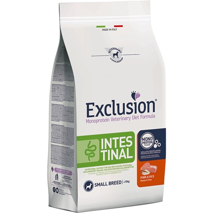 Exclusion Diet Intestinal Adult SMALL Maiale e Riso 7 kg Per Cane