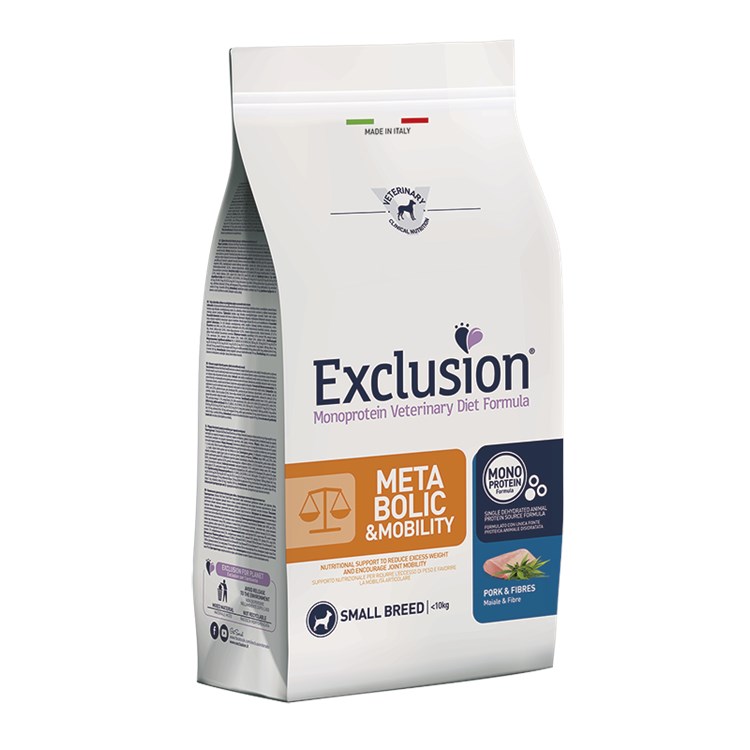 Exclusion Diet Metabolic Mobility Small Breed Maiale e Fibre 7 Kg Per Cani